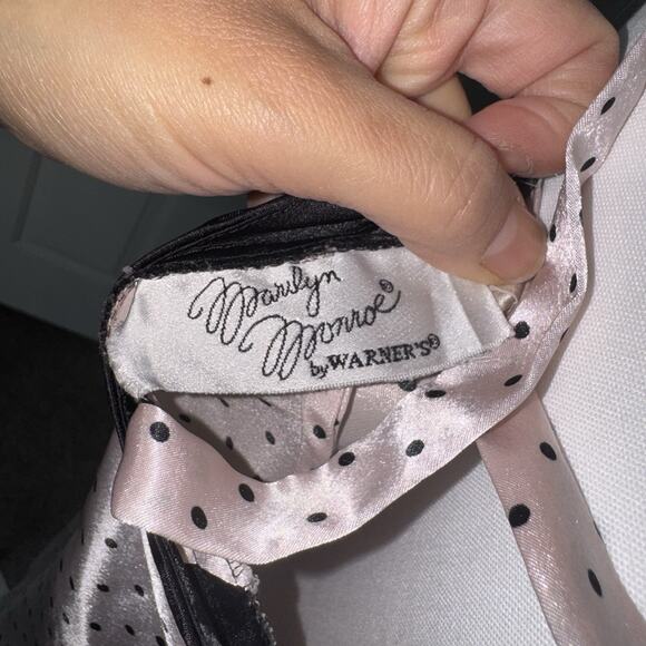 Vintage Marilyn Monroe by Warner’s Pink Satin Polka Dot Nighty Slip Dress Sz M - Picture 3 of 8